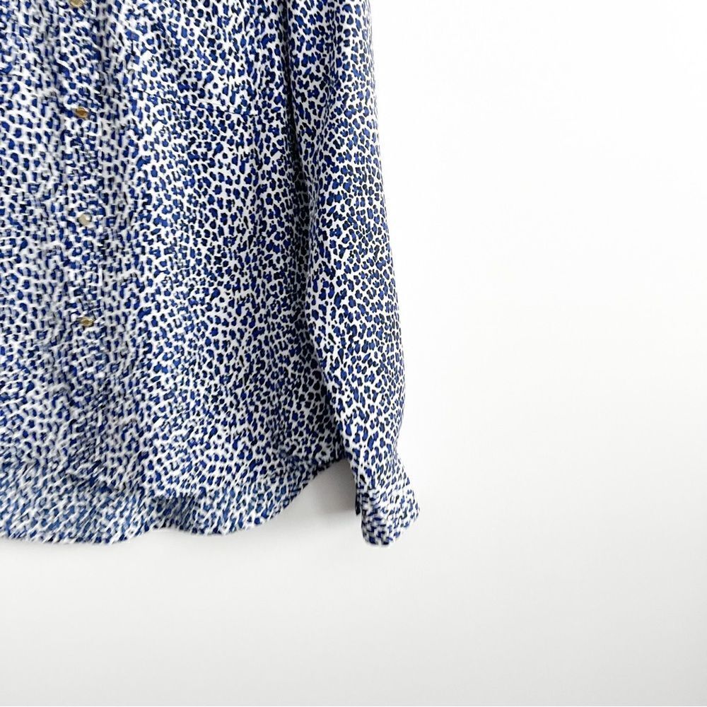 Juicy Couture Blouse Blue Black Leopard Women's M Button Up Long Sleeve Top - Picture 3 of 9